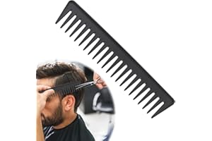 SANGCCA Pettine a Denti Larghi Districante senza Manico, Resistente al Calore, Ideale per Styling di Capelli per Uomo e Donna, Barbiere Professionale - Nero