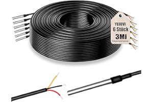 YUJUVI Capteur de Température 3 Mètres Sonde Temperature 6 Pièces Sonde de Température Numérique Étanche en Acier Inoxydable Compatible avec Arduino et Raspberry Pi