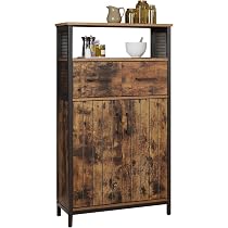 VASAGLE Meuble de Rangement, Buffet, Armoire de Cuisine, Placard, avec 3 Portes, pour Salon, Cuisine, Salle à Manger, 33 x 110 x 75 cm, Style Rustique, Marron Rustique et Noir LSC096B01 VASAGLE Meuble de Rangement, Buffet, Armoire de Cuisine, Placard, avec 3 Portes, pour Salon, Cuisine, Salle à Manger, 33 x 110 x 75 cm, Style Rustique, Marron Rustique et Noir LSC096B01