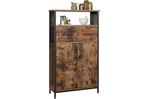 ‎VASAGLE VASAGLE Szafka łazienkowa, kredens, szafka do przechowywania, regulowana półka, stalowa rama, do salonu, kuchni, styl industrialny, vintage brązowo-czarny LSC261B01