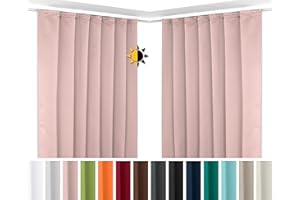 BEAUTEX 2er Set Kräuselband Verdunkelungsvorhang mit U-Band, Gardinen abdunkelnd und Blickdicht (Breite: 300 cm, Höhe: 245 cm, Farbe: Altrosa)
