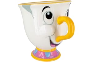 ‎PALADONE Die Schöne und das Biest Chip-Tasse - Offiziell lizenziert, handbemalt, Disney Tee-Set oder Küchenkollektion, Braun