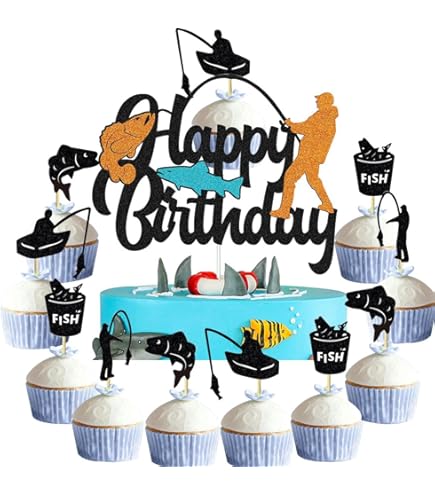 Moguri® Lot De 6 Décorations Pour Gâteaux De Pêcheur, Décoration