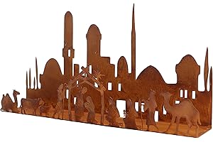 ‎ROSTIKAL Rostikal Krippe Weihnachten 33 x 17 cm Deko Weihnachtskrippe mit Figuren Edelrost Tischdeko Weihnachten
