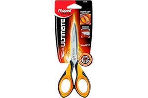 MAPED HELIX USA Maped - Tijeras de Oficina - Ultimate Simétrica 17 cm - Tijeras con Grabados en las Lamas - Agarre Ergonómico - Con Sistema Doble Soft para Ambidiestros