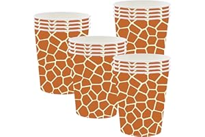POPOYU Lot De 16 Gobelets En Papier Imprimé Girafe Pour Fête D'Animaux De Safari Dans La Jungle, Ensemble De Décorations De Table Pour Enfants, Fournitures De Fête Pour Reptiles De Safari Dans La Jungle