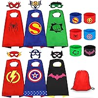 Jojoin Superhelden Kinderkostüm Kinder, 6 Stücke Superhelden Kostüm Kinder mit 6 Superhelden Masken, 6 Schnapparmband, 1…