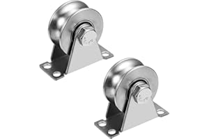 EUIOOVM 2 Pack U-Type 304 Stainless Steel Pulley Block Quality Single Pulley Wheels for Ropes Mute Bearings Groove Sliding Roller Track Wheel Use for gym Fitness Material Handling Moving Mount Pulley Block