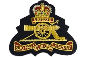 HANDEMBROIDERYUK Royal Artillery Blazer Badge, Wire Embroidered, Army, Military, RA, R.A