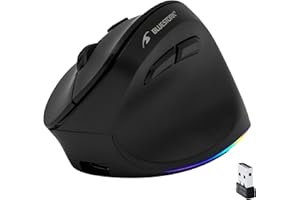 Bluestork - Souris sans Fil Ergonomique, Connexion 2.4 Ghz + Bluetooth, 800-2400 DPI, 6 Boutons, LED RGB - Souris Ergonomique Verticale, Prévention des douleurs - Droitier - PC, Mac, IPAD, Tablette