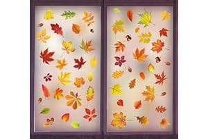 ENYACOS Thanksgiving Fenster Aufkleber Herbst Fenster Aufkleber, Thanksgiving Fenster haftet Herbst Blätter Thanksgiving Dekorationen Saisonale Urlaub Fenster Aufkleber (B)