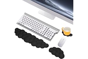 Mardiko Wolk Handballenauflage Tastatur Maus Set, Weiche Gedächtnisschaum Handauflage Tastatur Maus mit Rutschfeste Unterlage, Ergonomisches Handgelenkauflage Tastatur Maus für Büro Heim, Schwarz