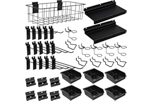 BeapTcely 40-teiliges Slatwall-Zubehör-Set enthält Metalldraht, Slatwall-Körbe, Aufbewahrungsbehälter, Haken, Schraubendreherhalter und Regale, Slatwall-Zubehör für Garagenräume
