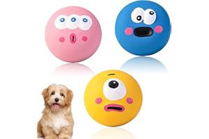 Caldamn 3 Pcs Squeaky Dog Ball Dog Squeaky Balls for Dogs Soft Latex Dog Puppy Toy Ball, for Small Pet Puppy,High Elasticity,Pet Teeth Cleaning 5.5cm Pink,Yellow,Blue(for Small Puppy)