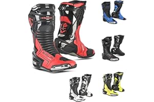 MAXIMO-MOTO Men's Motorcycle Boots Motorbike Shoes for Men with Superior Comfort and Protection CE Approved Boots with Reflectors Anti-Slip Racing Shoes