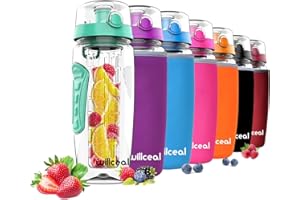 willceal Fruit Infuser Water Bottle 32oz Durable, Large - BPA Free Tritan, Flip Lid, Leak Proof Design - Sports, Camping