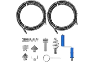SuQurtom Pipe Cleaning Spiral 12 mm 2 x 3 m Drain Cleaner Spiral with 6 Cutting Heads, Manual & Electric Drain Cleaning, Drain Pipe Cleaning, Steel