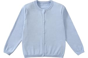 Yunguui Chaleco Niña Niños Cárdigan Jersey Uniforme Escolar Ligero Algodón Cuello Redondo