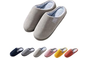 VIPOMKOWA Générique Pantoufles Hommes Chaussons en Mousse à Mémoire Chausson Hiver Accueil Slippers, Confortable Chaussons en Peluche Chaude Doublure Chaussures, Femme Intérieur Hiver Accueil Slippers