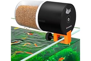 AQQA Futterautomat Aquarium, 200ml Große Kapazität Fischfutter Automat mit 2 Futterbehältern, Regulierbarer Futterautomat Fische für Urlaub Aquarium Fischtank