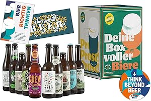 HAPPYBEER Deine Box voller Biere - Bierset mit 10 x 330ml national und international prämierten Craft Beer - Das perfekte Bier Geschenk für Männer und Frauen im liebevoll gestalteten Karton, Vatertagsgeschenk