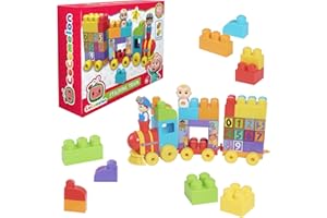 CoComelon, Cofanetto treno con 2 figurine, 40 pezzi, costruzione in mattoni, giocattolo per bambini dai 18 mesi, GIOCHI PREZIOSI, CCM07