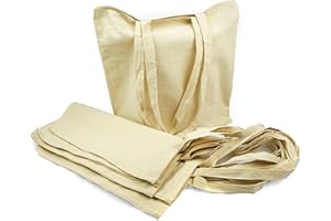 SIGLO XXI PUBLICIDAD Bolsa Tela 100% Algodón Biodegradable,Lavable,Reutilizable-Asas Largas de 75 cm. Ropa,Manualidades,Alimentos,Verduras, ir de compras,Medidas 38x42cm,Densidad 145gr/m2,Natural (Pack 25 pcs)