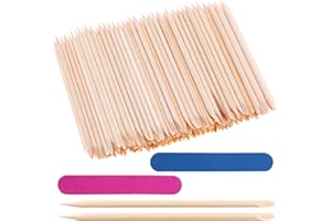 MOOSHY 200PCS Orange Wooden Sticks, Cuticle Pusher Sticks for Nails,Double Sided Multifunctional Sticks with Nail Clean and Cuticle Remove,Manicure Care Tools 4.3 Inches