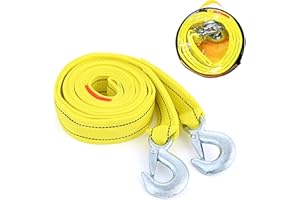 FEMONGY Sangle remorquage, Sangle de remorquage, 4 mètres 5 tonnes (11 000 Livres) elingue, Sangle Voiture avec Bandes réfléchissantes,Sangles - Corde pour remorquage de récupération