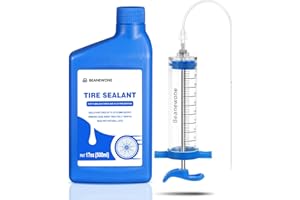 Beanewone Tubeless Tyre Sealant, 500ml Tubeless Sealant with Tubeless Sealant Injector, Injects Long-Lasting Sealant Directly for MTB and Road Bicycle Tyres