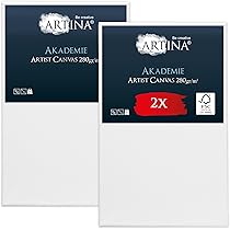 Set 2 Tele Per Dipingere 50x150 Cm - Cotone 280g/m², Telaio Legno FSC, Per Pittura Acrilica E Olio