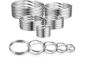 YHYZ Key Rings Assortment, Split Key Ring Loops in 5 Sizes (1/2 inch, 3/4 inch, 1 inch, 1.18 inch, Large 1.37 inch) for Key Chain Dog Pet Collar Tag DIY Craft Car Key