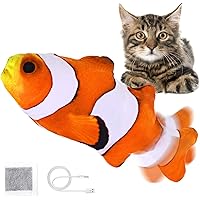 Jeteven Elektrisch Spielzeug Fisch, Katzenminze Fisch Spielzeug, Katze Interaktive Spielzeug mit USB, Simulation Plush…