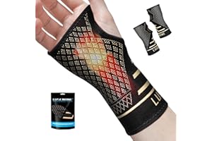 LUSENONE 2 Pack Copper Wrist Supports for Carpal Tunnel, Wrist Brace for Women Men, Compression Wrist Support for Tendonitis, Arthritis, RSI, Sprains, Pain Relief, Sport, Gym, Left/Right Hand Brace, M