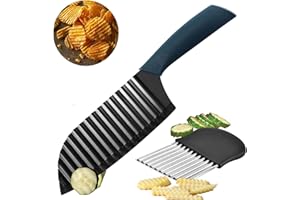 AGHOER Confezione vantaggiosa tagliaonda, 2 pezzi taglia-onda, coltello colorato per taglio ondulato in acciaio inox, patatine fritte, 1 taglierina crinkle e 1 coltello ondulato per verdure, insalate e