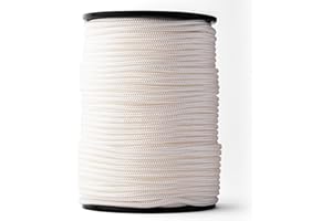 ‎SNURO SNURO Nylon Seil (5mm, 100M, weiß) - Paracord Schnurr mit starkem Nylon Material - Reißfeste Paracord Schnur - reissfest & leicht - Bruchkraft 439 kg