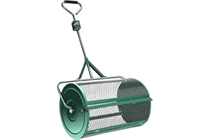 CAMPSOR Kompoststreuer, 60 x 40 cm, Torfstreuer, Gartenstreuer, mit rutschfestem Y-Griff, Düngerroller, Rasenstreuer (grün)