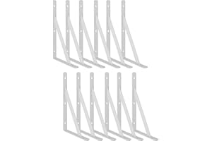 OUVIN Heavy Duty Shelf Brackets Triangle Shelving Brackets Right Angle Wall Mounted Shelf Supporters White 6 Inch Set of 12