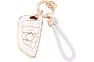 ‎KOAUDB Koaudb Autoschlüssel Hülle Cover Passt für BMW X1, X2, X3, X5, X6, 2, 5, 6, 7, Serie 3, 4 Tasten Schlüsseletui TPU Schlüsselhülle mit Schlüsselanhänger (BM-4D)