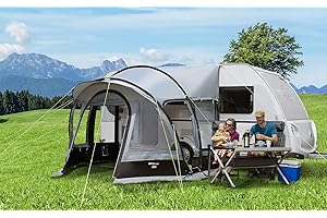 BERGER Garda Deluxe Wohnwagen Vorzelt - Vorzelt Wohnmobil mit Moskitogaze - 3000mm Wassersäule Anbau 240-255 cm - ideal für Kurzreisen - Aufbau durch Einzug in die Kederschiene