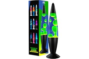 Jambo 16" Beautiful Lamp- Blue with Yellow/Green Wax, Relaxing Liquid Lamp for Living Room Office Bedroom Adults Teens Kids, Magma Light, Night Light Nightlight, Home Decor