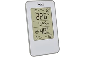 TFA Dostmann Thermo-hygromètre numérique, 30.5057, pour intérieur, humidité dans la maison, thermomètre d'ambiance, éviter moisissures, convient pour salon, garage, chambre à coucher, blanc