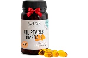 WOLF BELLY NATURAL PET GOODNESS Wolf Belly – Omega 3 para Perros y Gatos 100% Natural (60 Cápsulas) con EPA y DHA | Aceite de Pescado Puro | Piel Sana, Pelaje Brillante y Articulaciones Fuertes | Sistema Inmune - Producido en Europa