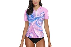 BesserBay Women Rash Guard Shirt Short Sleeve 1/4 Zip Swimming Tops for Women Quick Dry Swimsuits UPF 50+ S-XXL