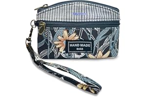 AdiStylinno Wristlet Wallet, Exquisite Flowers and Plants Pattern Women's Wristlet Canvas Small Wristlet Clutch Bag with Double Zipper and Detachable Wrist Strap Wristlet Bags for Women