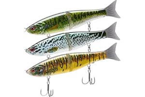 Bassdash SwimShad Glide Baits - Señuelo Articulado Deslizante para Pesca de Lubina, Lucio, Salmón, Trucha y Muskellunge (3 Unidades)