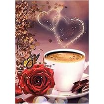 4 Pezzi 5D Diamond Painting Kit Completo Rosa Caffè 30x40cm, Tela Fiori E Tazze Con Strass Rotondi Per Adulti E Bambini - DCIDBEI