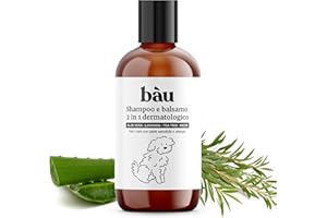 BÀU Bau Cosmesi Shampoo e Balsamo per Cani 2 in 1 Dermatologico con Allergie, Dermatite e Prurito - Senza Parabeni e Siliconi, Naturale e Bio con Aloe Vera, Neem, Lavanda e Tea Tree - 250 ml