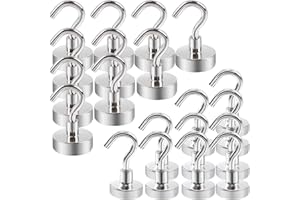 OCEUMAOA Magnetic Hooks Heavy Duty Strong Neodymium Magnet Hooks Magnet with Hook for Kitchen Fridge Classroom Office Camping Accessories Silver 16mm-10PCS+20mm-10PCS