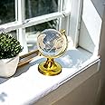 Saudeep India Feng Shui Crystal Globe Idol With Golden Stand | Vastu Glass Miniature Globe For Positive Energy, Success, Good Luck and Prosperity | Vastu Remedy for Home, Children Study Table, Office (Regular Quality)